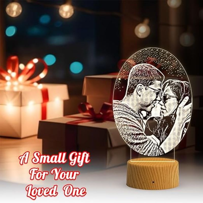 Couple Photo Night Lamp with Warm White Light Anniversary Gift for Wife & Husband, Gift for Birthday, Wedding, Couple Room Decor Lamp