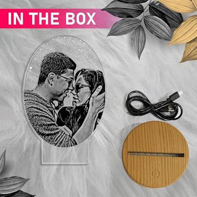 Couple Photo Night Lamp with Warm White Light Anniversary Gift for Wife & Husband, Gift for Birthday, Wedding, Couple Room Decor Lamp