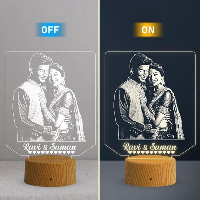 Couple Photo Night Lamp with Warm White Light Customized Photo & Name Gift for Wife & Husband, Gift for Birthday, Wedding, Anniversary, Engagement