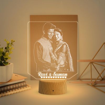 Couple Photo Night Lamp with Warm White Light Customized Photo & Name Gift for Wife & Husband, Gift for Birthday, Wedding, Anniversary, Engagement