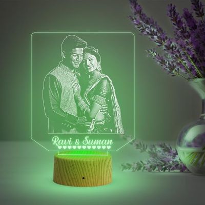 Couple Photo Night Lamp with Multicolored Light Customized Photo & Name Gift for Wife & Husband, Gift for Birthday, Wedding, Anniversary, Engagement