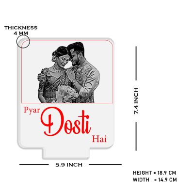 Couple Photo Night Lamp with Warm White Light Customized Photo & Pyar Dosti Hai Frane Gift for Wife & Husband, Gift for Birthday, Wedding, Anniversary, Engagement