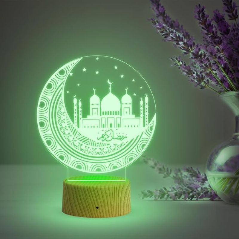 3D Illusion Taj Mahal Islamic Night Lamp with Multicolored Light Gift for Family Friend Relative Gift for Eid Mubarak