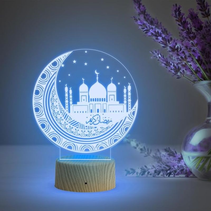 3D Illusion Taj Mahal Islamic Night Lamp with Multicolored Light Gift for Family Friend Relative Gift for Eid Mubarak