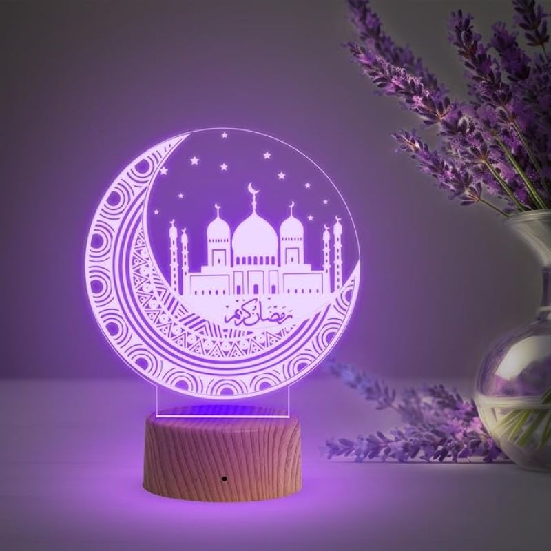 3D Illusion Taj Mahal Islamic Night Lamp with Multicolored Light Gift for Family Friend Relative Gift for Eid Mubarak