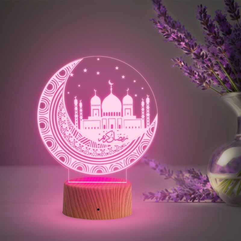 3D Illusion Taj Mahal Islamic Night Lamp with Multicolored Light Gift for Family Friend Relative Gift for Eid Mubarak
