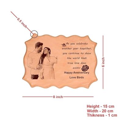 Happy Anniversary Engraved Wooden Plaque Customized Photo & Messages Anniversary Gifts for Husband, Wife