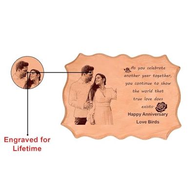 Happy Anniversary Engraved Wooden Plaque Customized Photo & Messages Anniversary Gifts for Husband, Wife
