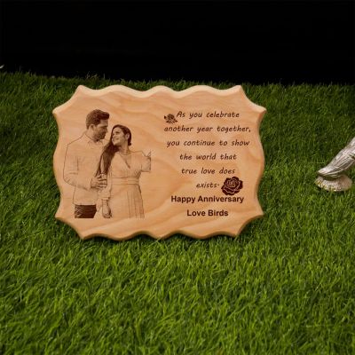 Happy Anniversary Engraved Wooden Plaque Customized Photo & Messages Anniversary Gifts for Husband, Wife