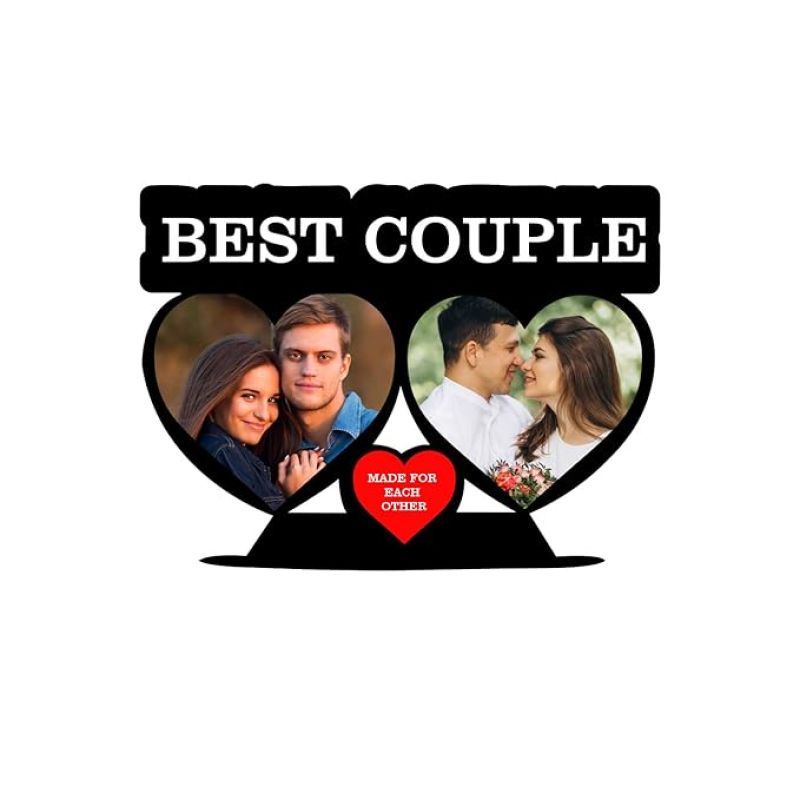 Best Couple Cutout Wooden Photo Frame Customized with Photo Birthday Gift for Husband, Wife Gift for Anniversary,Valentines Day Karwa Chauth