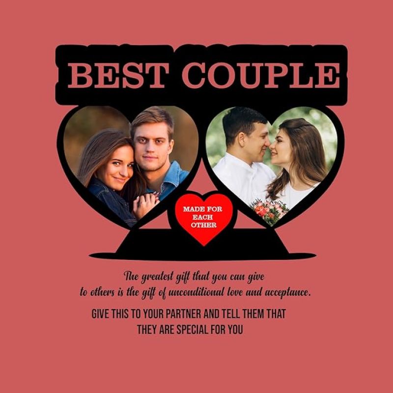 Best Couple Cutout Wooden Photo Frame Customized with Photo Birthday Gift for Husband, Wife Gift for Anniversary,Valentines Day Karwa Chauth