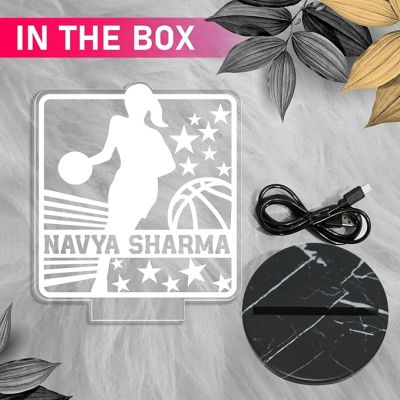 3D Illusion Basketball Girl Player Night Lamp with Automatic Color Changing Light Customized with Name Gift for Basketball Player & Lover