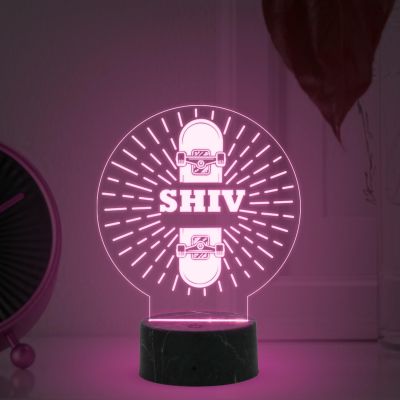 3D Illusion Skateboard Night Light Lamp with Automatic Color Changing Light Customized with Name Birthday Gifts for Kids Gift for Skateboard Player