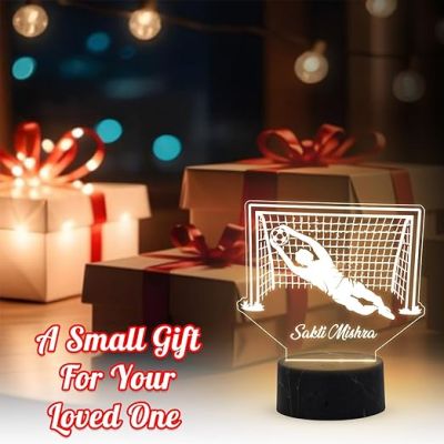 Soccer Goalkeeper Night Lamp with Warm White Light Customize with Name Gift for Sports Lover Gaming Room Decor Light