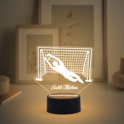Soccer Goalkeeper Night Lamp with Warm White Light Customize with Name Gift for Sports Lover Gaming Room Decor Light