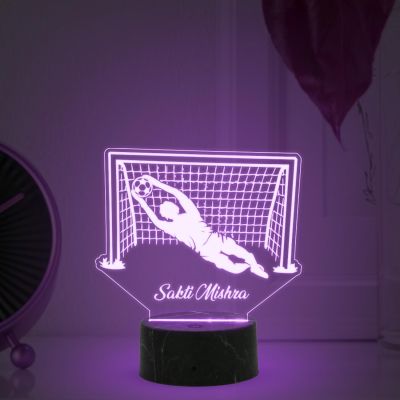 Soccer Goalkeeper Night Lamp with Automatic Color Changing Light Customize with Name Gift for Sports Lover Gaming Room Decor Light