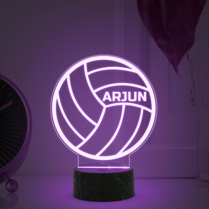 3D Illusion Volleyball Night Lamp with Multicolored Light Customized with Name Birthday Gift for Volleyball Lovers, Sports Fans