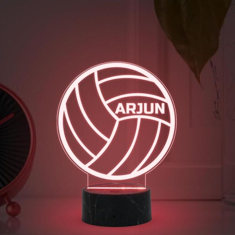 3D Illusion Volleyball Night Lamp with Multicolored Light Customized with Name Birthday Gift for Volleyball Lovers, Sports Fans