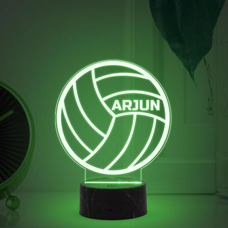 3D Illusion Volleyball Night Lamp with Multicolored Light Customized with Name Birthday Gift for Volleyball Lovers, Sports Fans