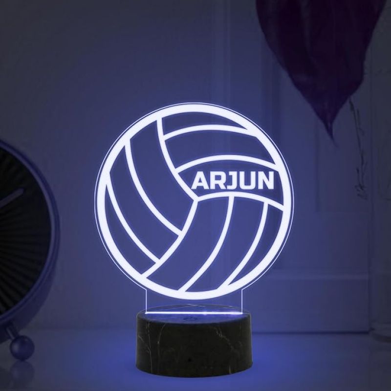 3D Illusion Volleyball Night Lamp with Multicolored Light Customized with Name Birthday Gift for Volleyball Lovers, Sports Fans