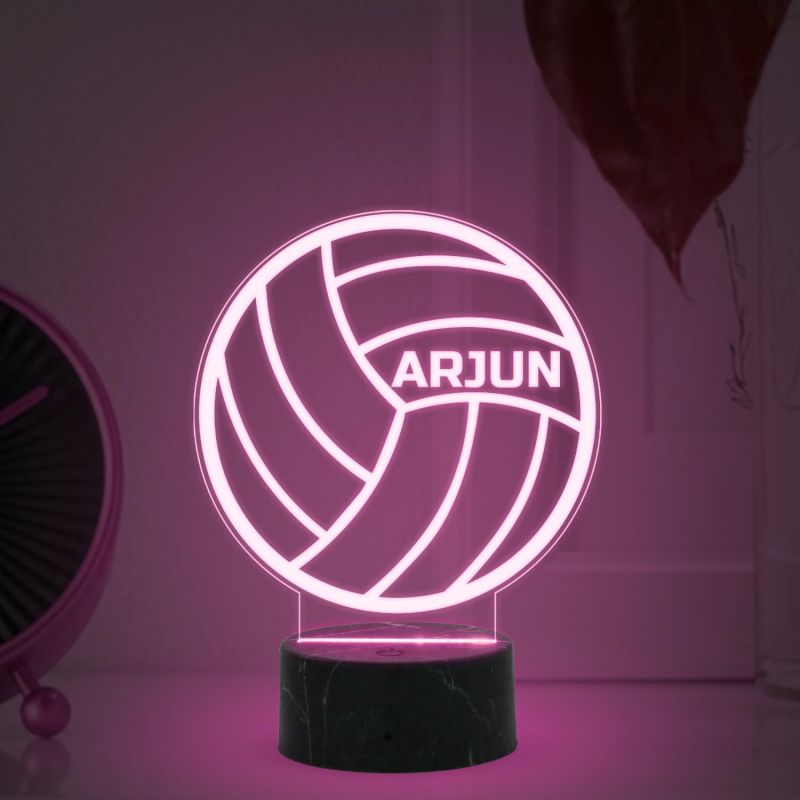3D Illusion Volleyball Night Lamp with Multicolored Light Customized with Name Birthday Gift for Volleyball Lovers, Sports Fans