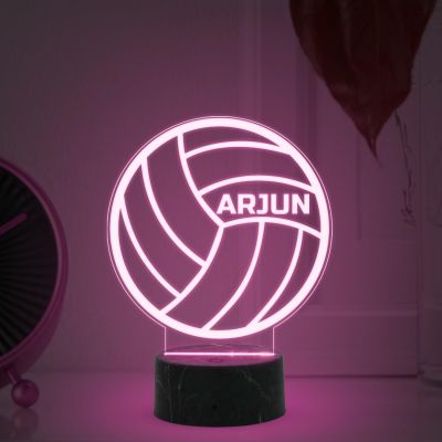 3D Illusion Volleyball Night Lamp with Multicolored Light Customized with Name Birthday Gift for Volleyball Lovers, Sports Fans