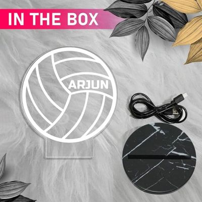 3D Illusion Volleyball Night Lamp with Multicolored Light Customized with Name Birthday Gift for Volleyball Lovers, Sports Fans