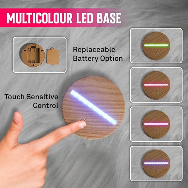 3D Illusion Ramadan Kareem Night Lamp with Multicolored Light Gift for Ramadan Kareem Gift for Eid Mubarak & Festival Home Decor