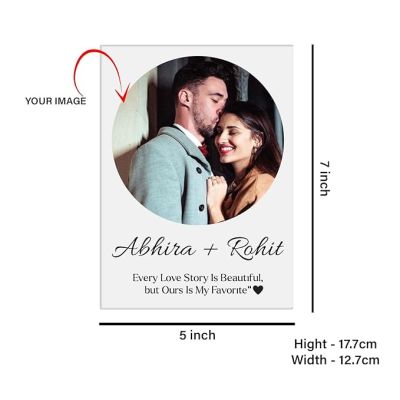 Personalized Couple Acrylic Photo Frame Customized Photo & Name Birthday Gift For Wife, Girlfriend, Friends Gift for Valentines Day, Anniversary & Wedding