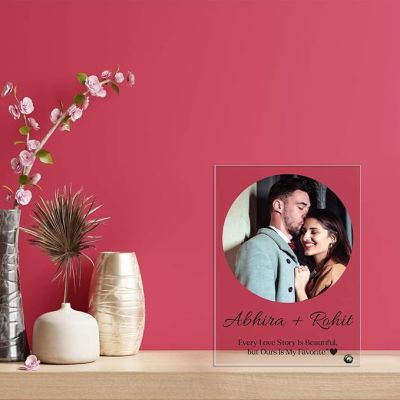 Personalized Couple Acrylic Photo Frame Customized Photo & Name Birthday Gift For Wife, Girlfriend, Friends Gift for Valentines Day, Anniversary & Wedding