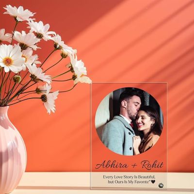Personalized Couple Acrylic Photo Frame Customized Photo & Name Birthday Gift For Wife, Girlfriend, Friends Gift for Valentines Day, Anniversary & Wedding