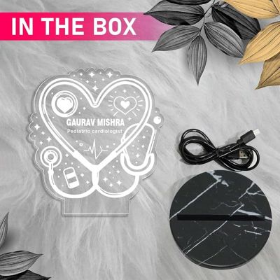 Pediatric Cardiologist Doctor Night Lamp with Automatic Color Changing Light Customized with Name Gift for Cardiologist Future Doctor Clinic Decor