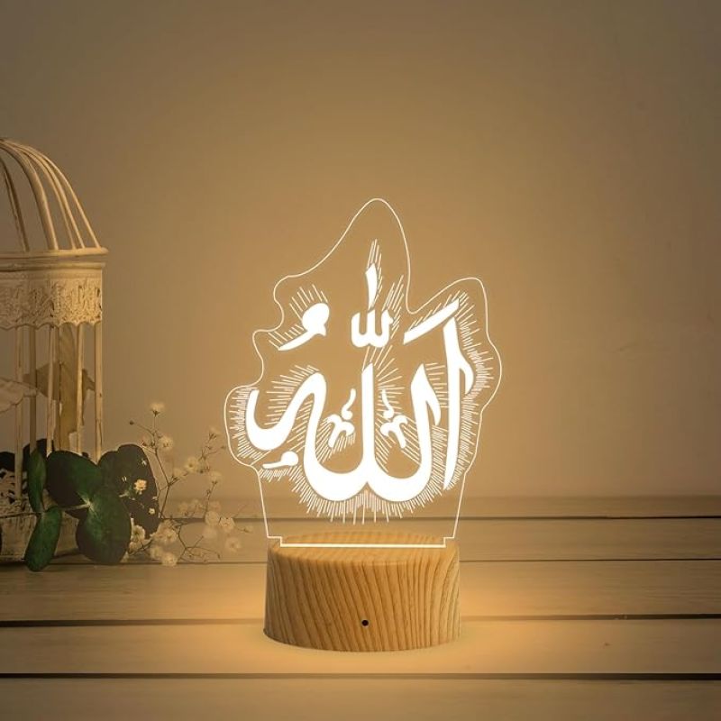 3D Illusion Eid Night Light with Warm White Light Gift for Eid Mubarak & Ramadan Kareem Gift for Muslim Friend