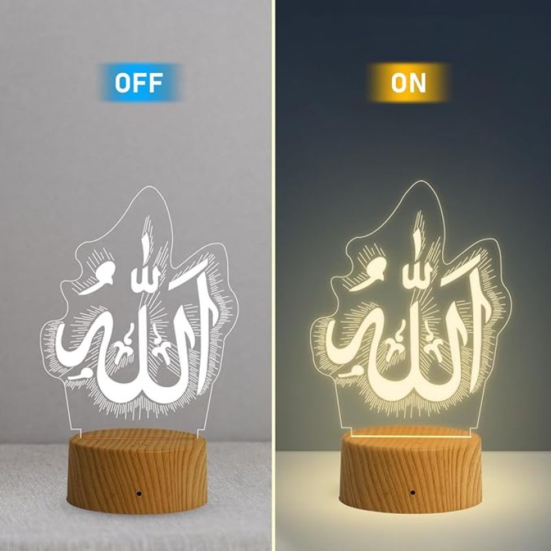 3D Illusion Eid Night Light with Warm White Light Gift for Eid Mubarak & Ramadan Kareem Gift for Muslim Friend