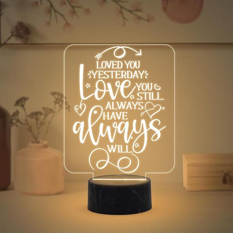 Loved You Yesterday Engraved Quote Night Lamp with Warm White Light Birthday Gift for Someone Special Anniversary Gift for Husband, Wife, Girlfriend