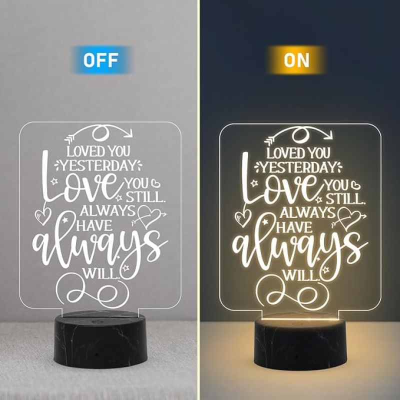 Loved You Yesterday Engraved Quote Night Lamp with Warm White Light Birthday Gift for Someone Special Anniversary Gift for Husband, Wife, Girlfriend