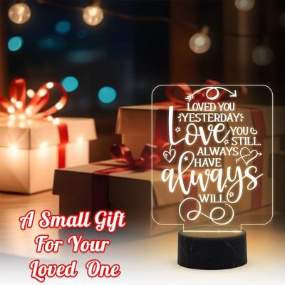 Loved You Yesterday Engraved Quote Night Lamp with Warm White Light Birthday Gift for Someone Special Anniversary Gift for Husband, Wife, Girlfriend