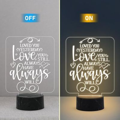 Loved You Yesterday Engraved Quote Night Lamp with Warm White Light Birthday Gift for Someone Special Anniversary Gift for Husband, Wife, Girlfriend