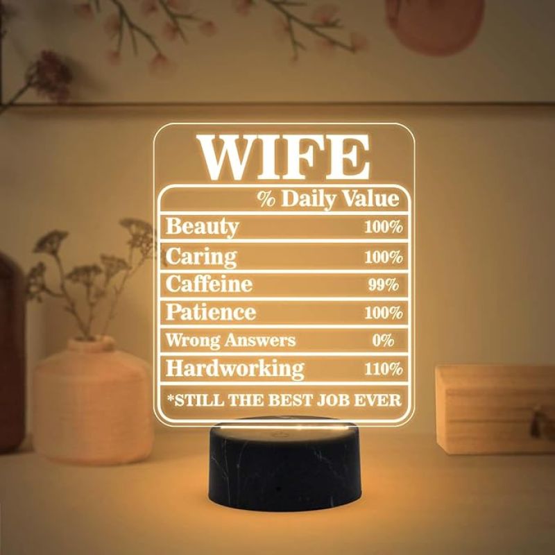 Wife Daily Value Night Lamp with Warm White Light Birthday Gift for Wife from Husband Express Love for Wife
