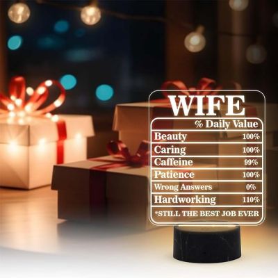 Wife Daily Value Night Lamp with Warm White Light Birthday Gift for Wife from Husband Express Love for Wife