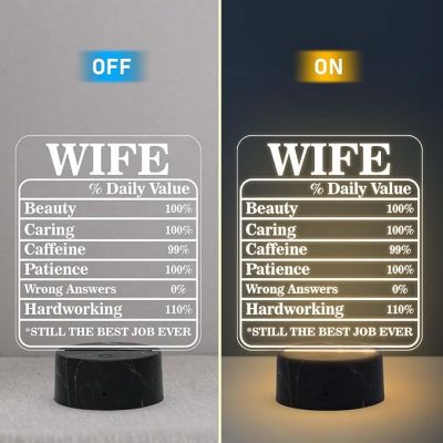 Wife Daily Value Night Lamp with Warm White Light Birthday Gift for Wife from Husband Express Love for Wife