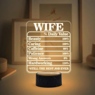 Wife Daily Value Night Lamp with Warm White Light Birthday Gift for Wife from Husband Express Love for Wife
