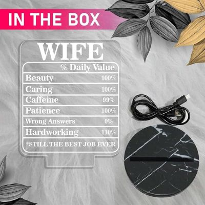 Wife Daily Value Night Lamp with Warm White Light Birthday Gift for Wife from Husband Express Love for Wife