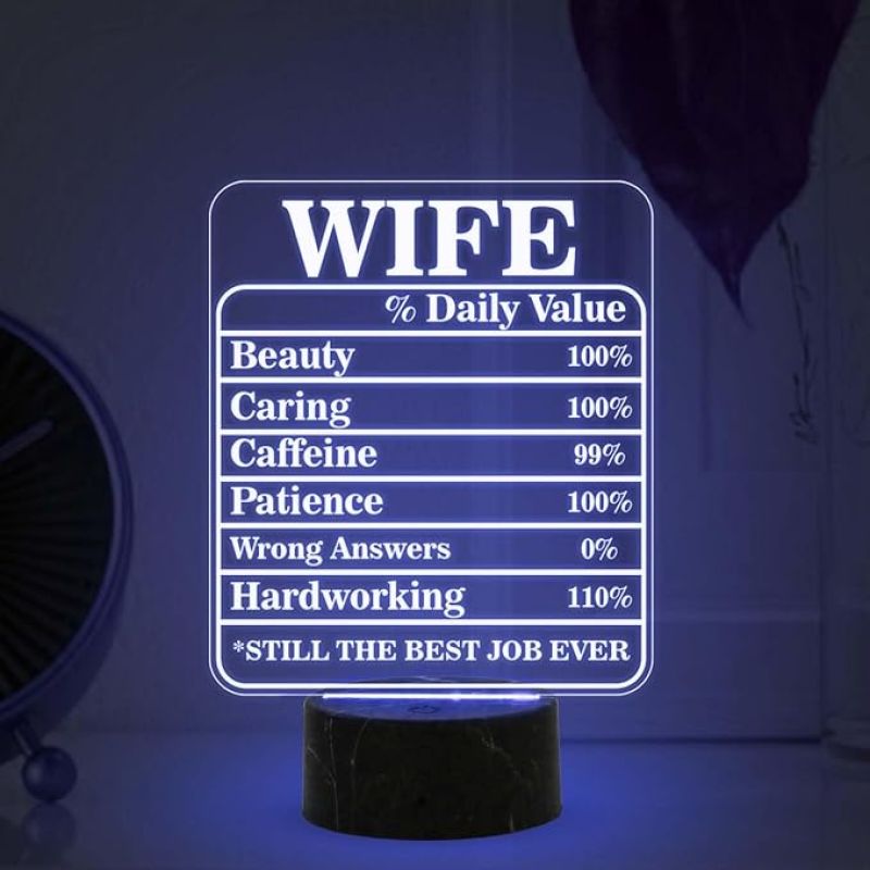 Wife Daily Value Night Lamp with Multicolored Light Birthday Gift for Wife from Husband Express Love for Wife