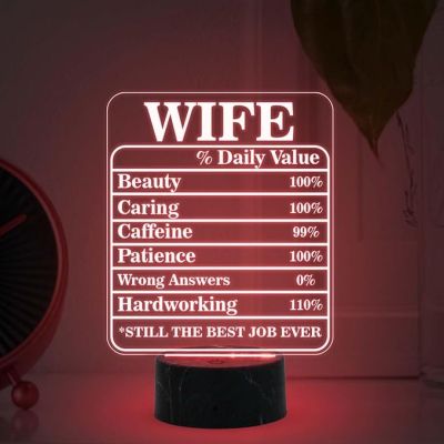 Wife Daily Value Night Lamp with Multicolored Light Birthday Gift for Wife from Husband Express Love for Wife
