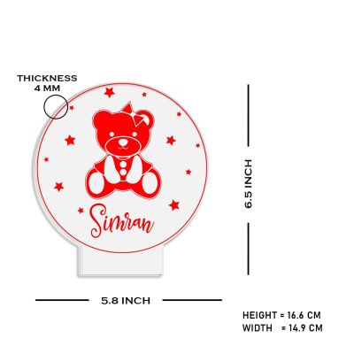 3D Illusion Cute Teddy Night Lamp with Warm White Light Customized Your Name Birthday Gift for Kids, Friend, Someone Special Kids Room Decor Lamp