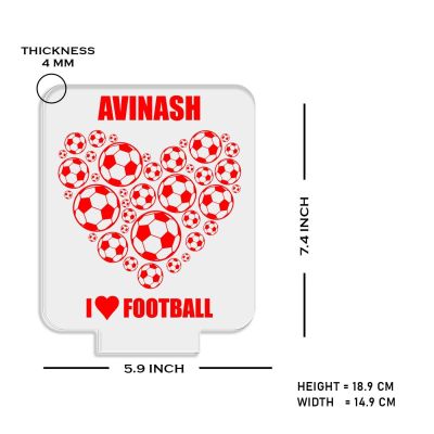 3D Illusion Football Heart Design Night Lamp with Warm White Light Customized your Name Birthday Gift for Football Lover Kids Room & Home Decor