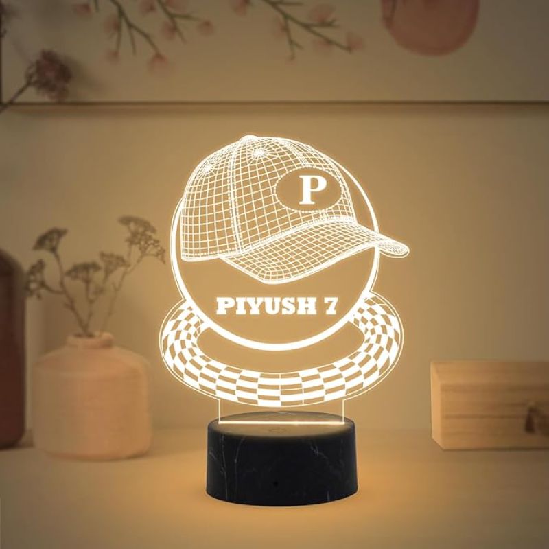 3D Illusion Baseball Cap Night Lamp with Warm White Light Customized with Name Birthday Gift for Baseball Player, Lovers Gift for Sport Lover