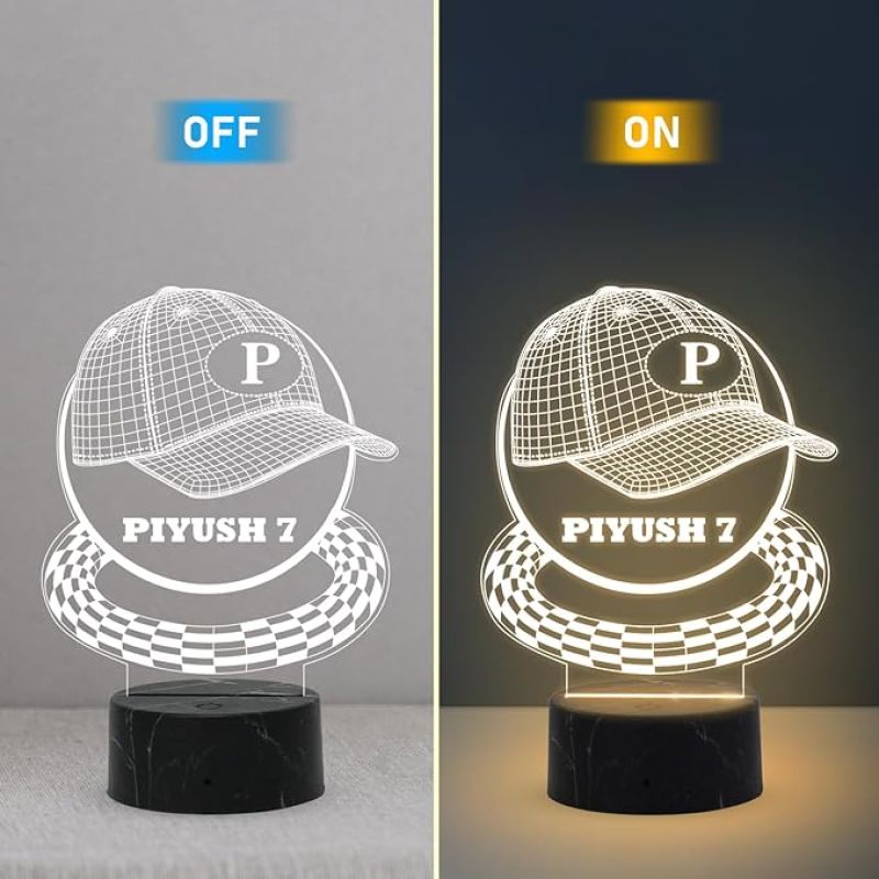 3D Illusion Baseball Cap Night Lamp with Warm White Light Customized with Name Birthday Gift for Baseball Player, Lovers Gift for Sport Lover
