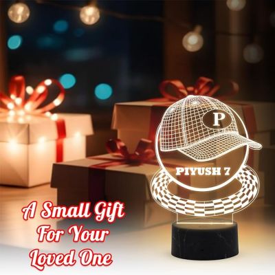 3D Illusion Baseball Cap Night Lamp with Warm White Light Customized with Name Birthday Gift for Baseball Player, Lovers Gift for Sport Lover